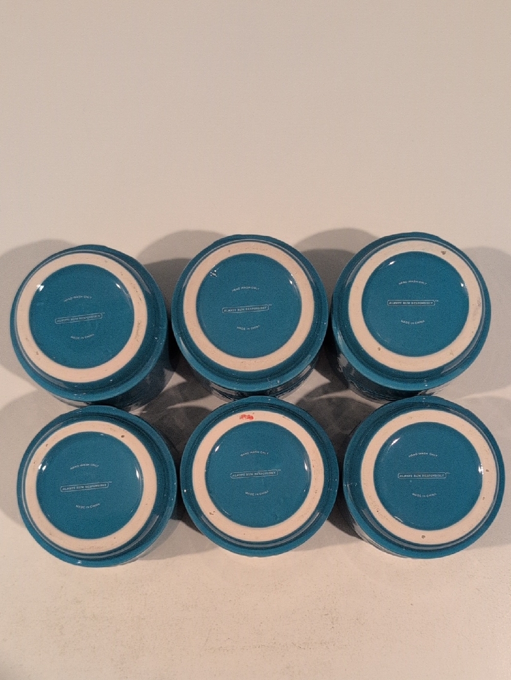Set Of Six Ceramic Cruzan Rum Stackable Turquoise Tiki 10 Ounce Mugs - Picture 13 of 16